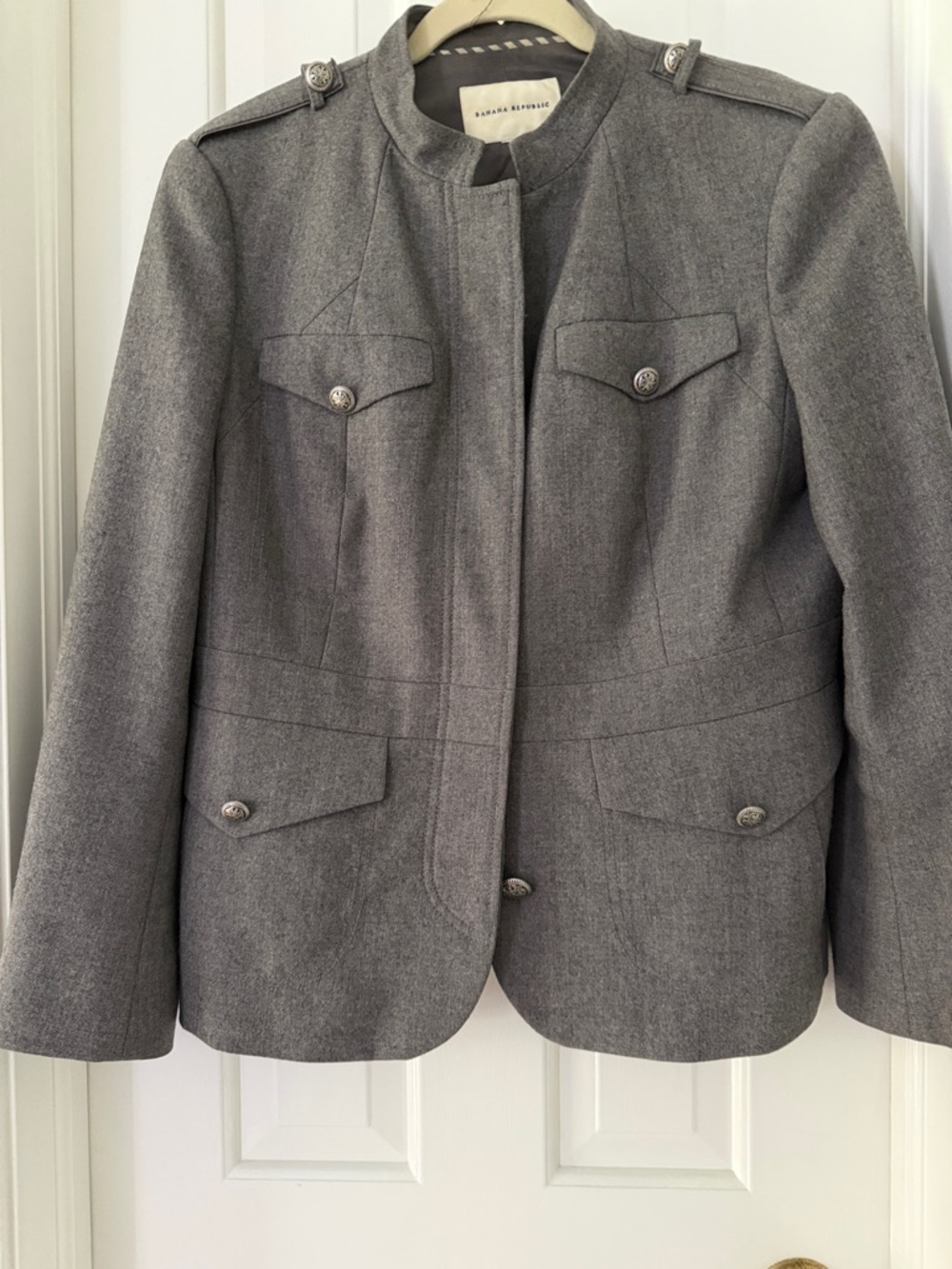 Banana Republic Gray Military-Inspired Wool Blend Jacket